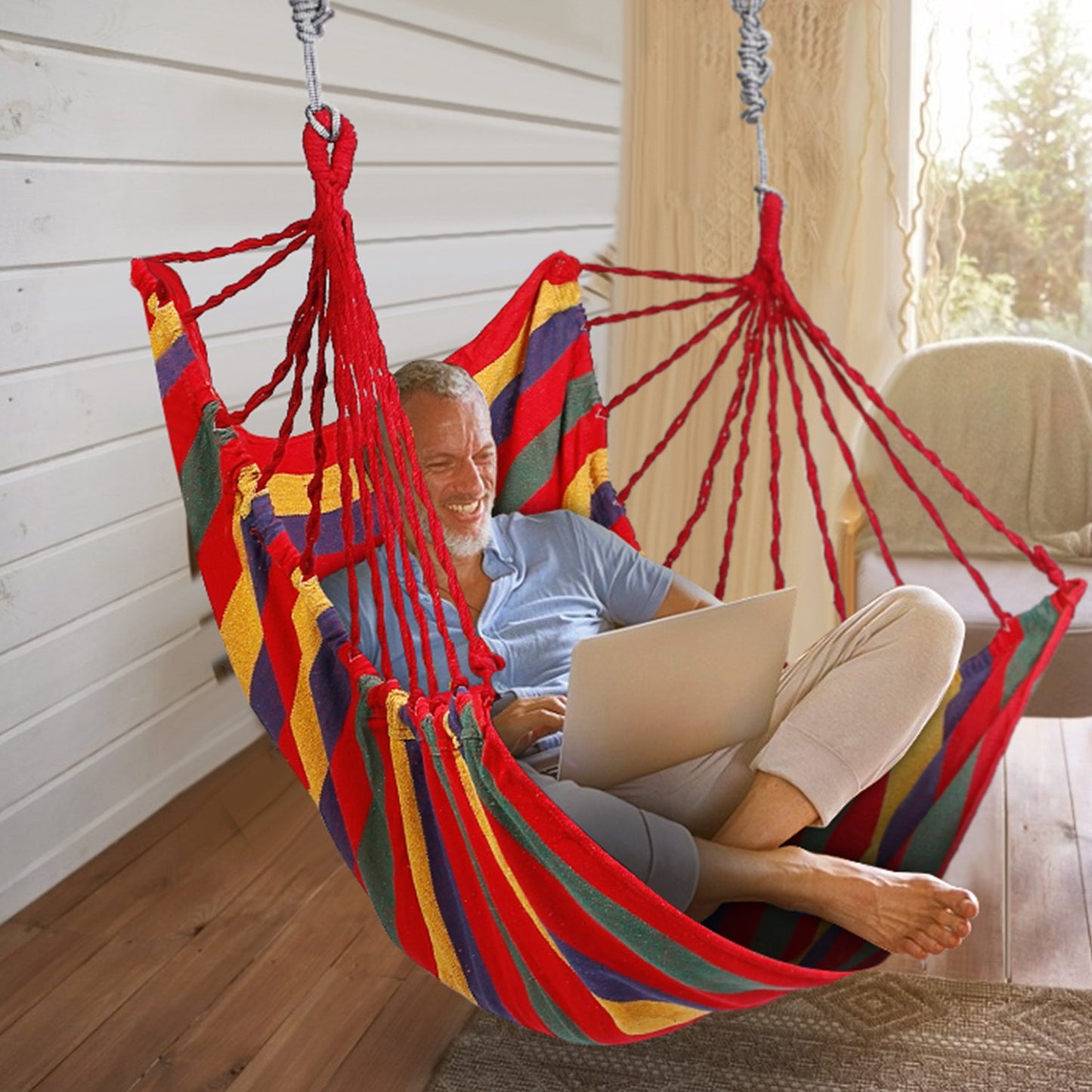Hammock Hanging Chair with Pillows – 440 LBS Capacity