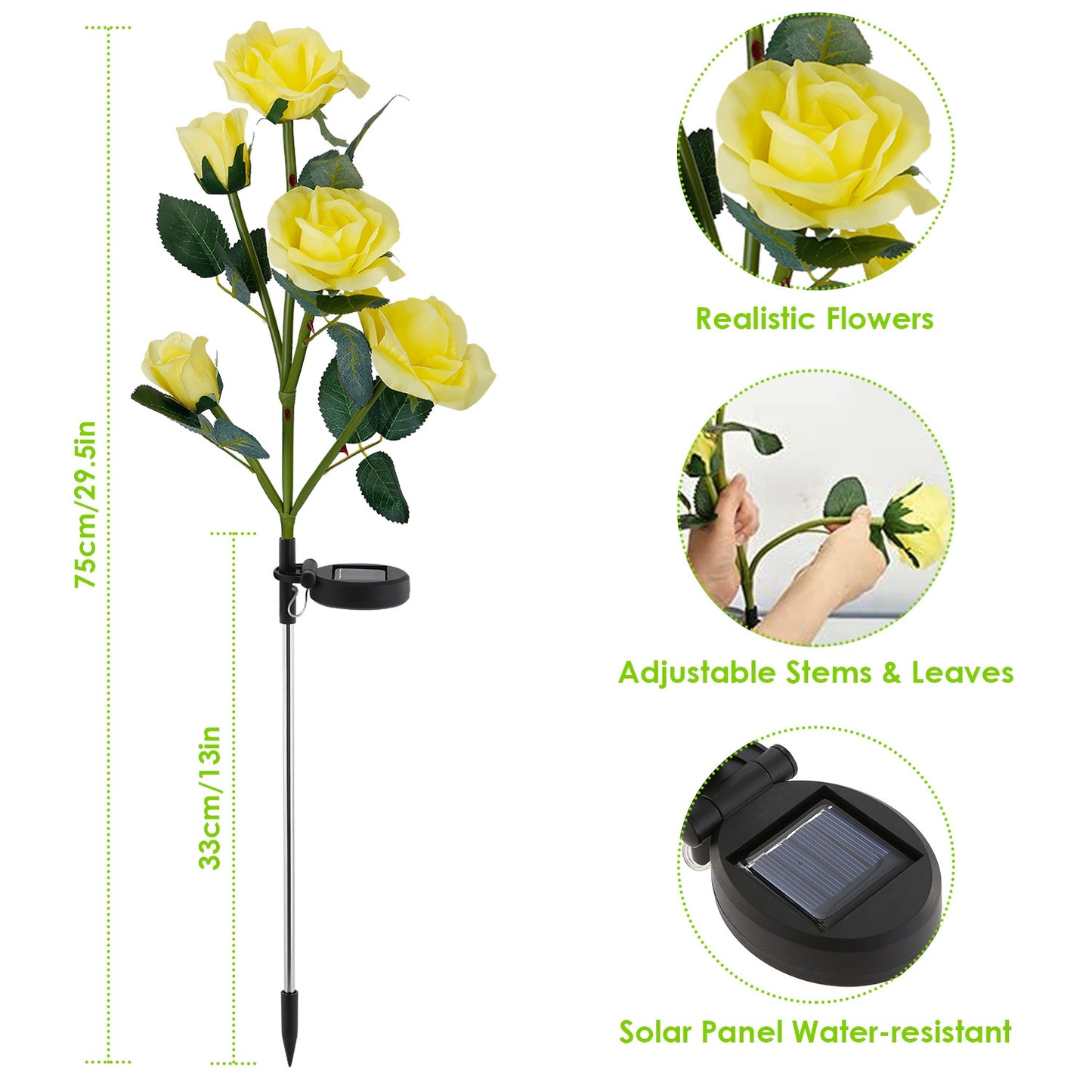 Solar Rose Flower Stake Lights - 2 Pack Outdoor Garden Decor