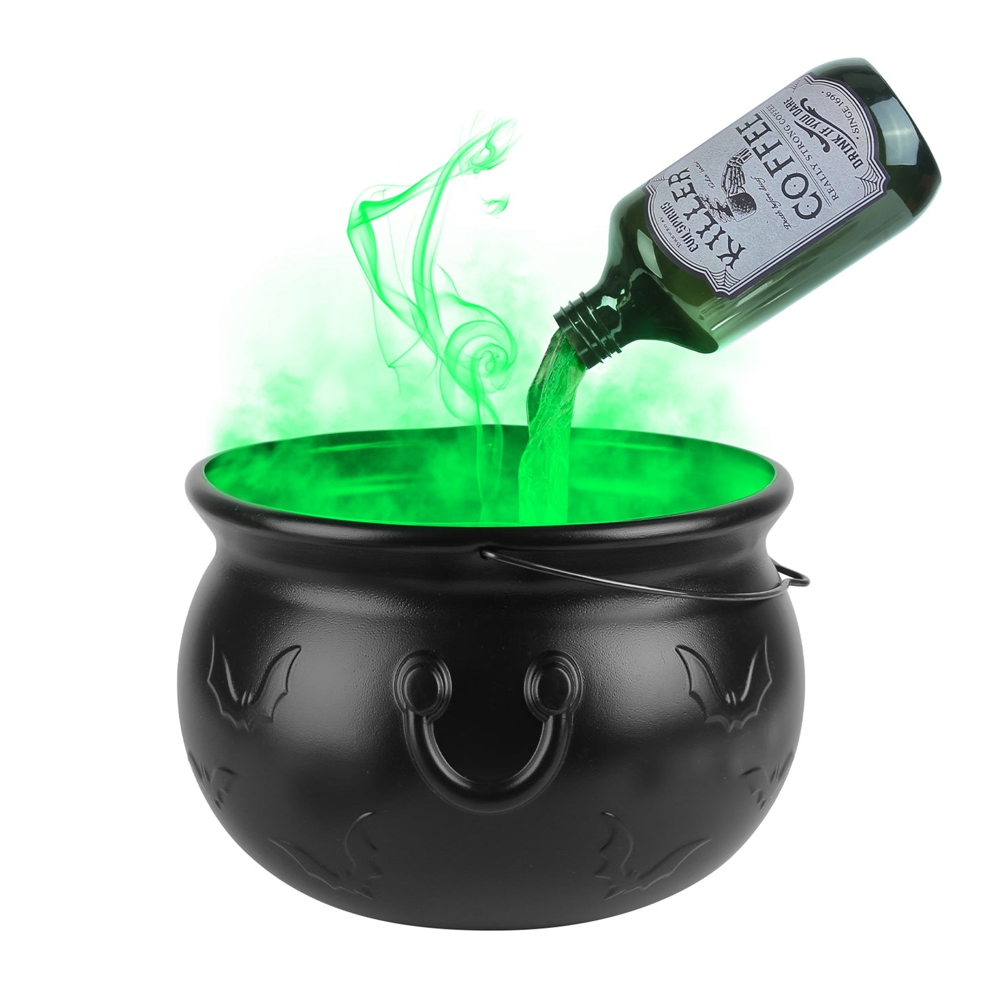 Floating Bottle Witch Cauldron with Mist Maker & Green Light