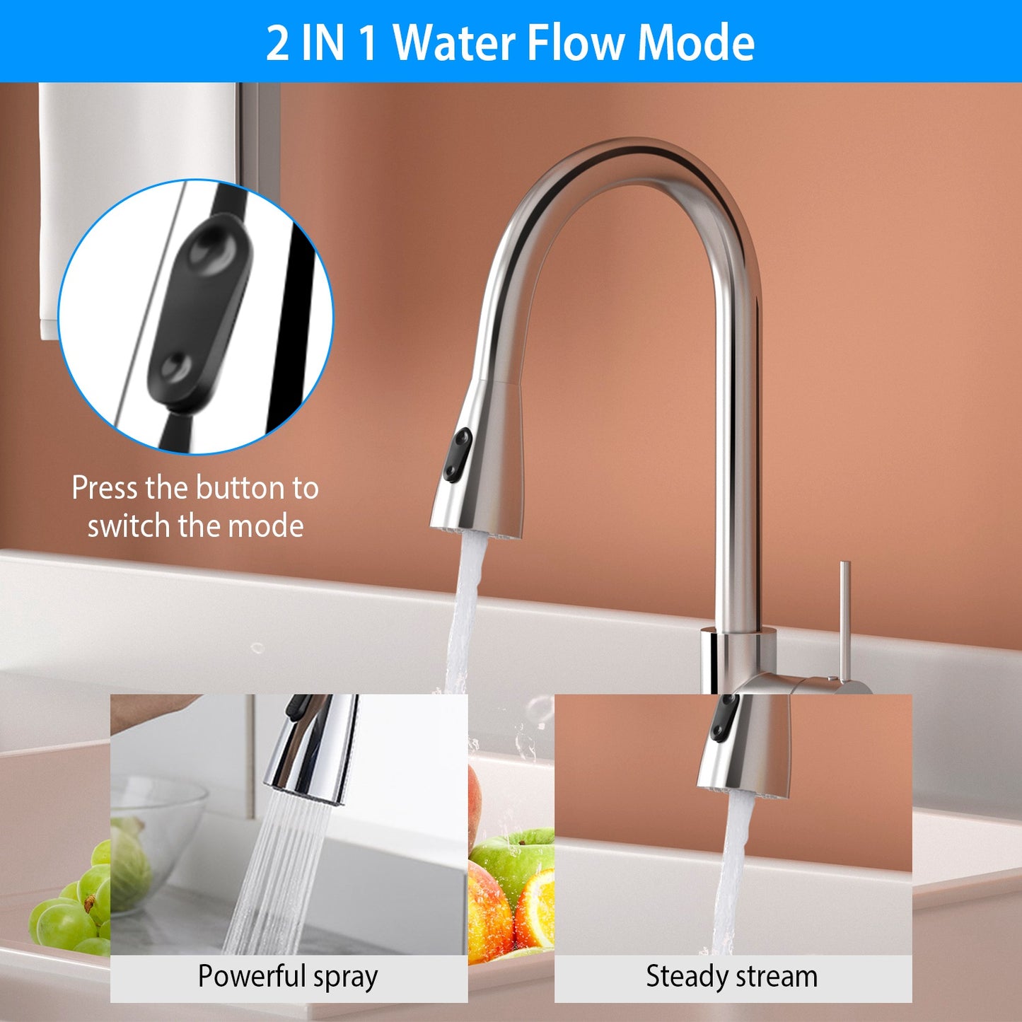 Touch Sensor Kitchen Faucet with Pull-Out Sprayer