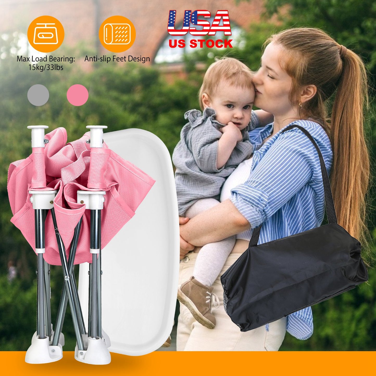 Portable Baby Booster Seat with Detachable Tray & Carry Bag