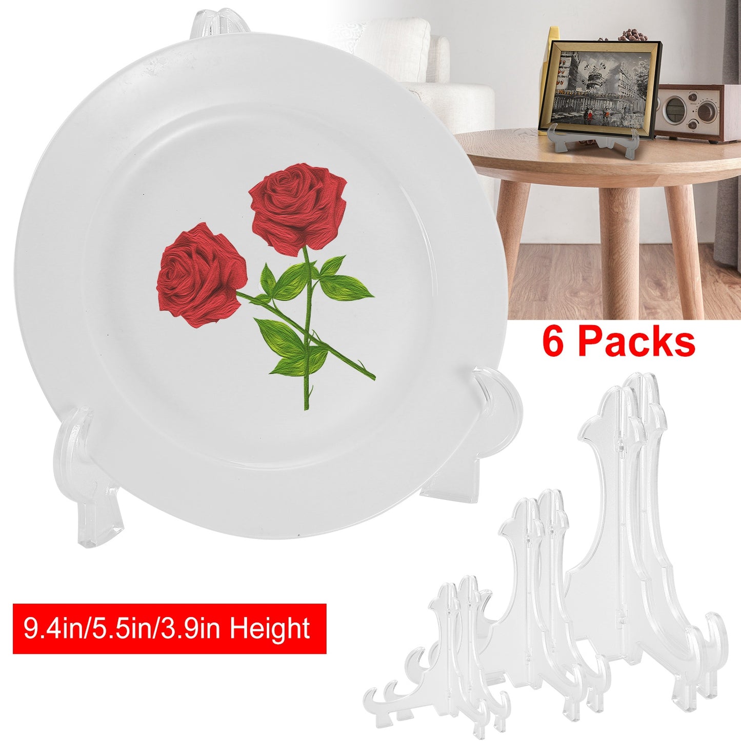 Display Easel Stand Set - 6 Pack (3 Sizes) for Plates & Photos