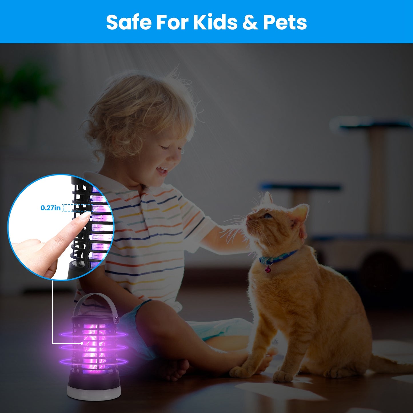 Rechargeable Bug Zapper Light with 3 Lighting Modes