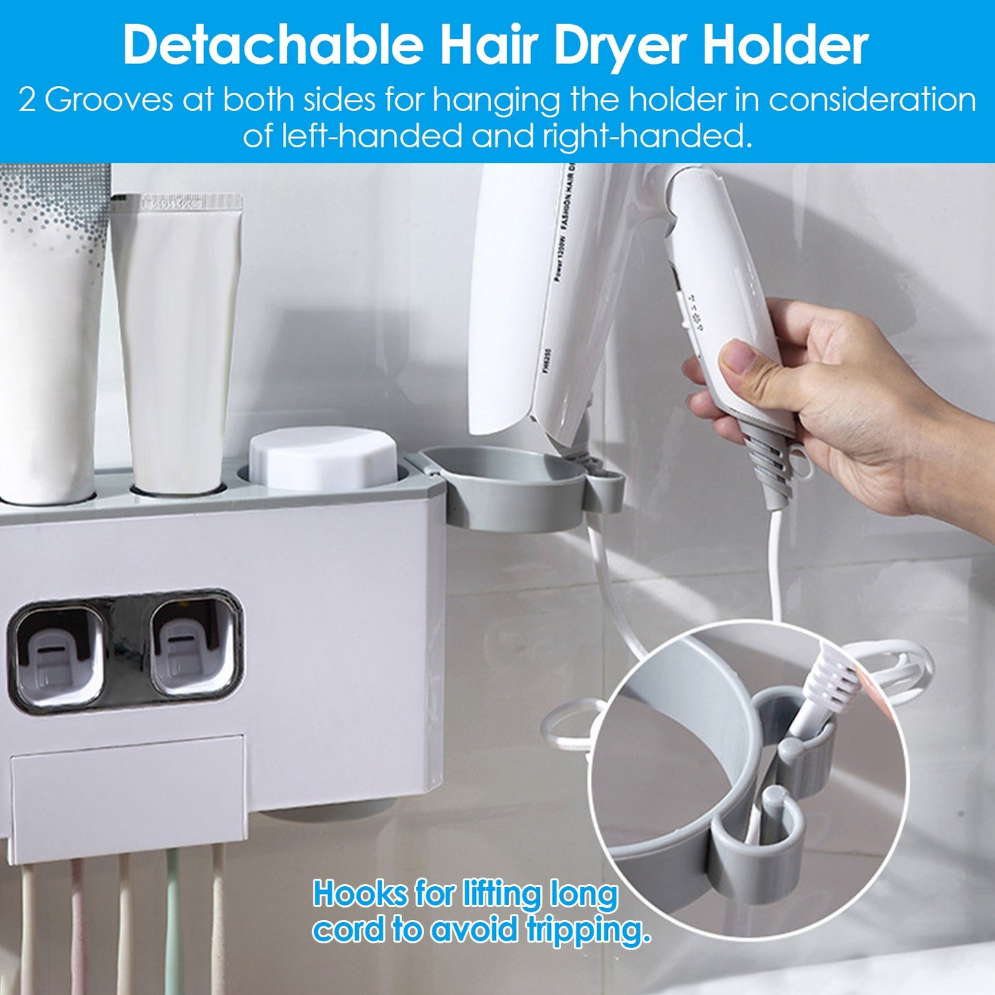 Wall Mount Toothbrush Holder with Automatic Toothpaste Dispenser