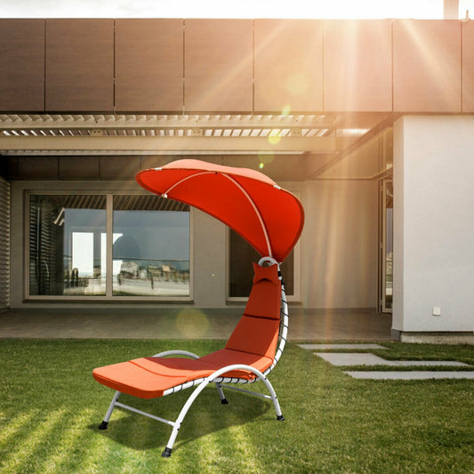 Hanging Chaise Lounge Chair with Canopy and Cushion