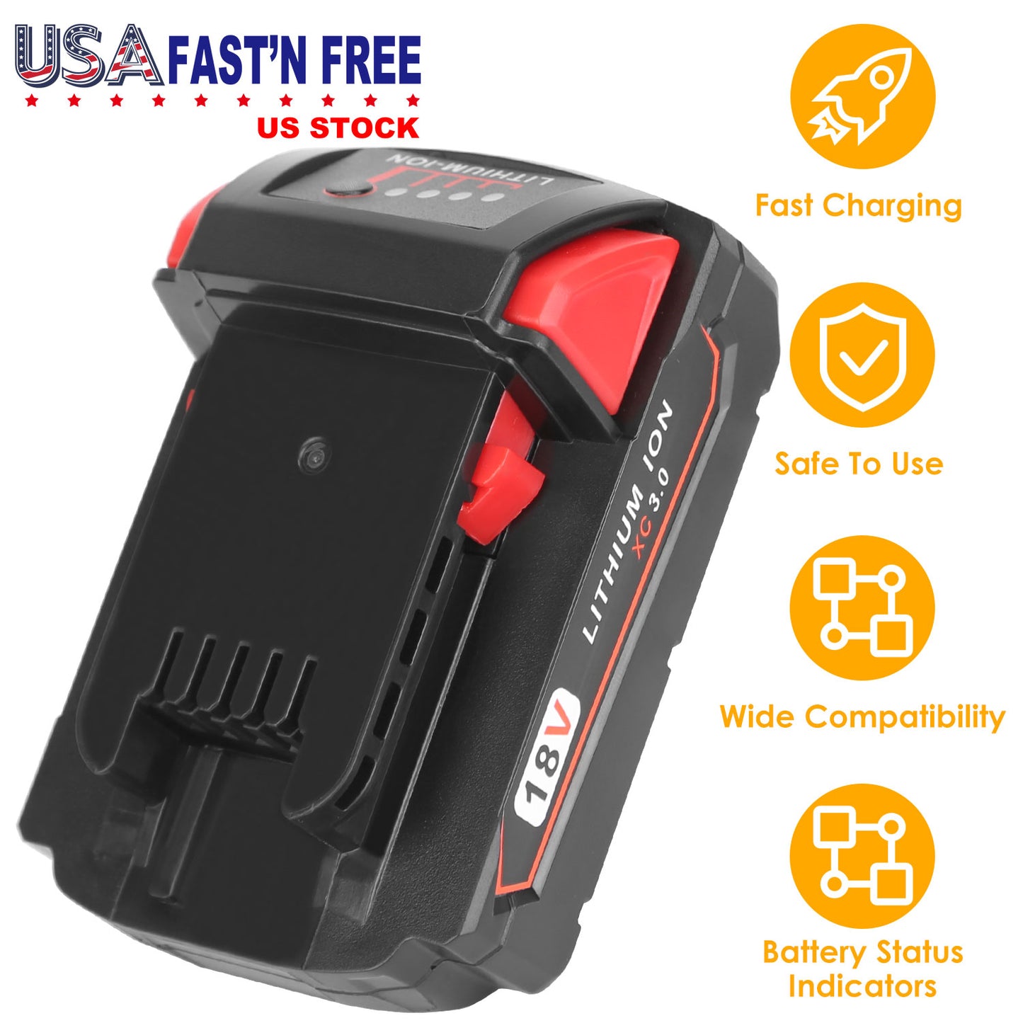 18V 3000mAh Lithium Battery for Milwaukee M18 Cordless Tools