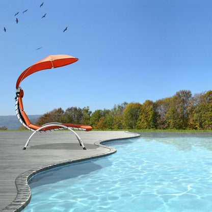 Hanging Chaise Lounge Chair with Canopy and Cushion