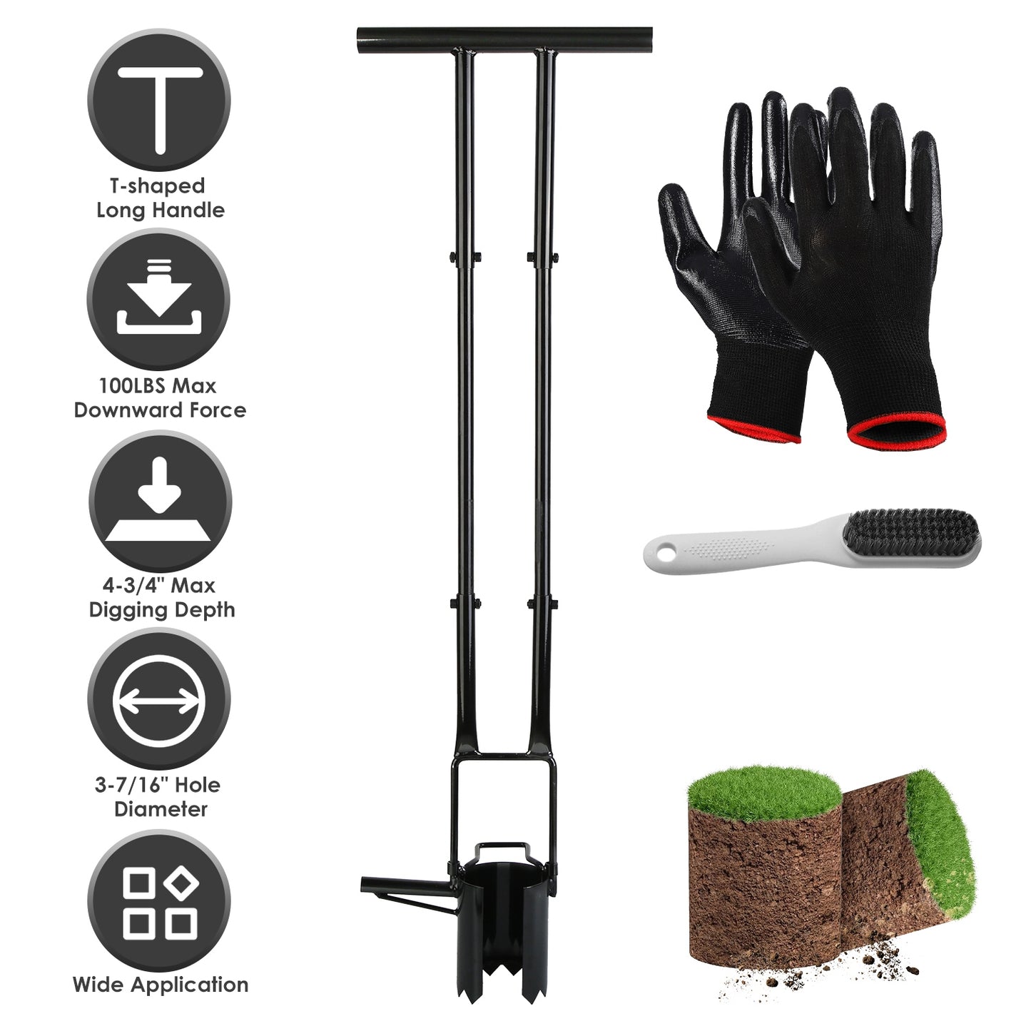 Long Handle Bulb Planter Tool with Foot Pedal & Serrated Base