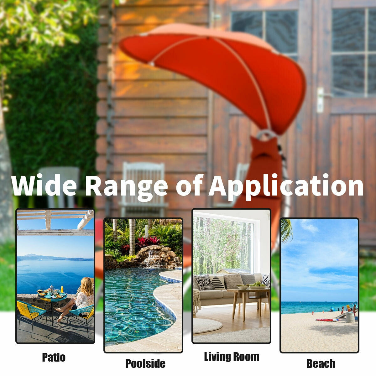 Hanging Chaise Lounge Chair with Canopy and Cushion