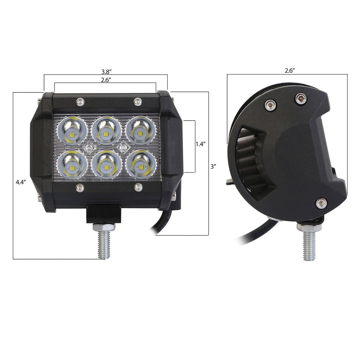4 PCS 4Ó 18W Dual Row LED Waterproof Spot Light Pod Cube Light