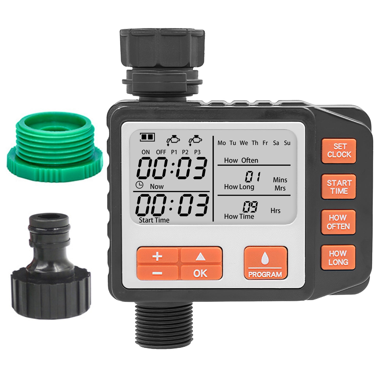 Sprinkler Timer with 3 Watering Programs and LED Display
