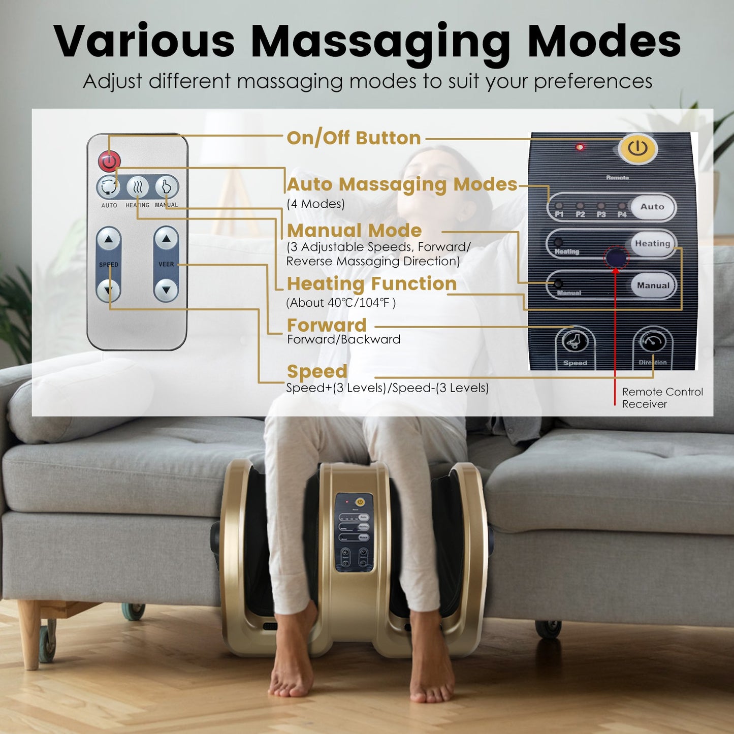 Shiatsu Foot Massager with Heating and Auto Modes