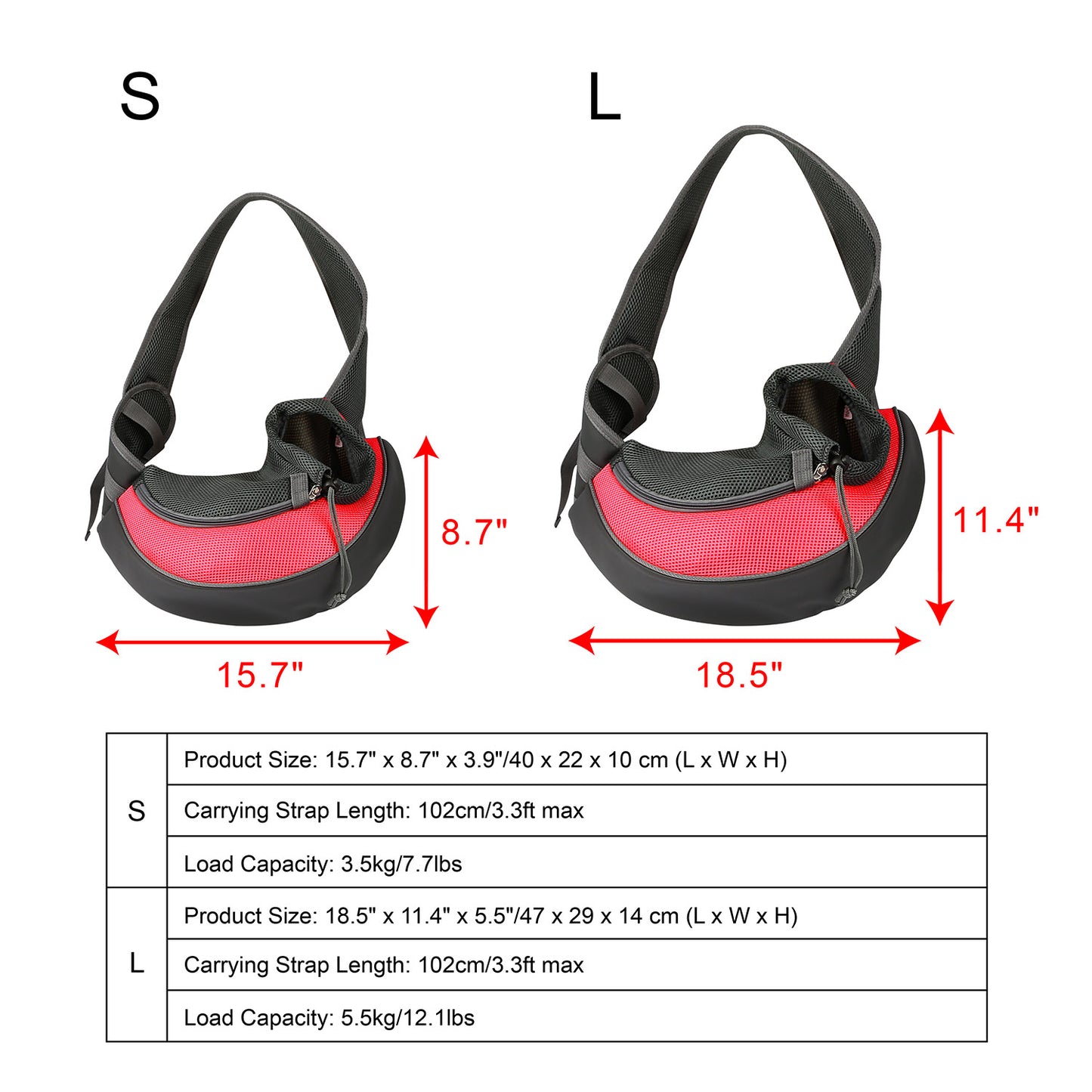 Pet Carrier Sling Bag for Small Dogs & Cats - Hands Free