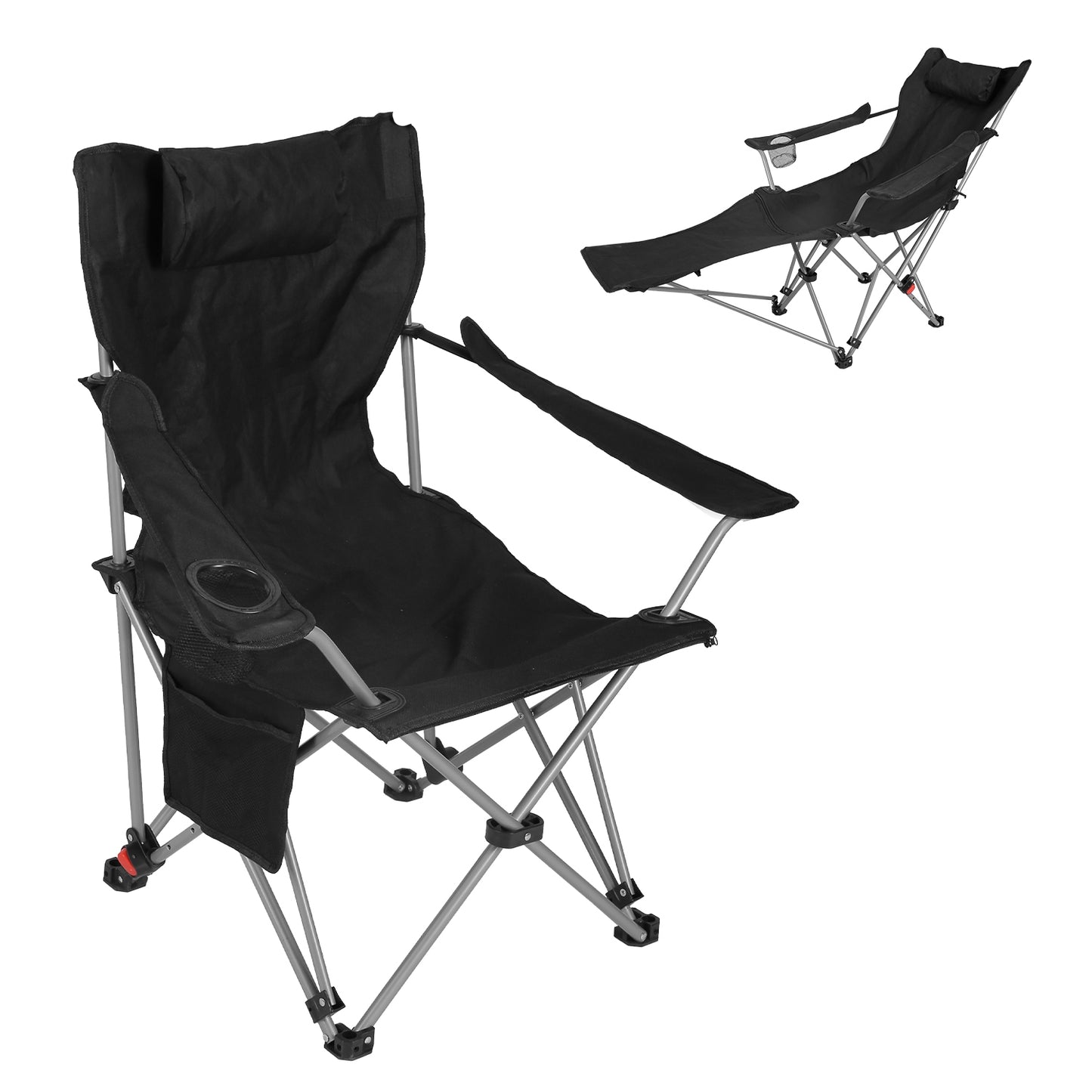Reclining Camping Chair with Footrest - 4-Position Adjustable