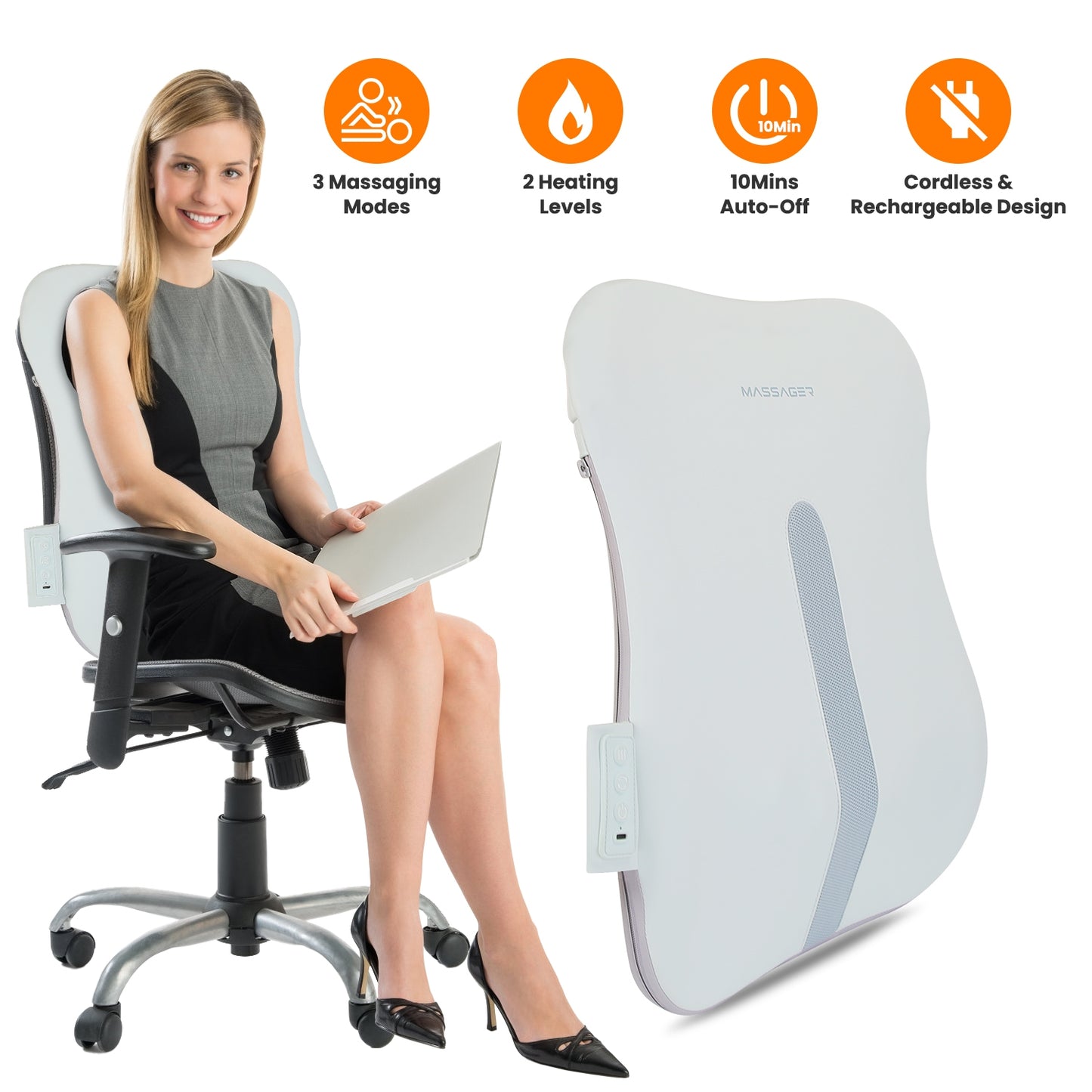 Shiatsu Back Massager with 3D Kneading & Cordless Design