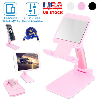 Adjustable Phone Stand for Desk with Mirror - 4-12.9 Inch