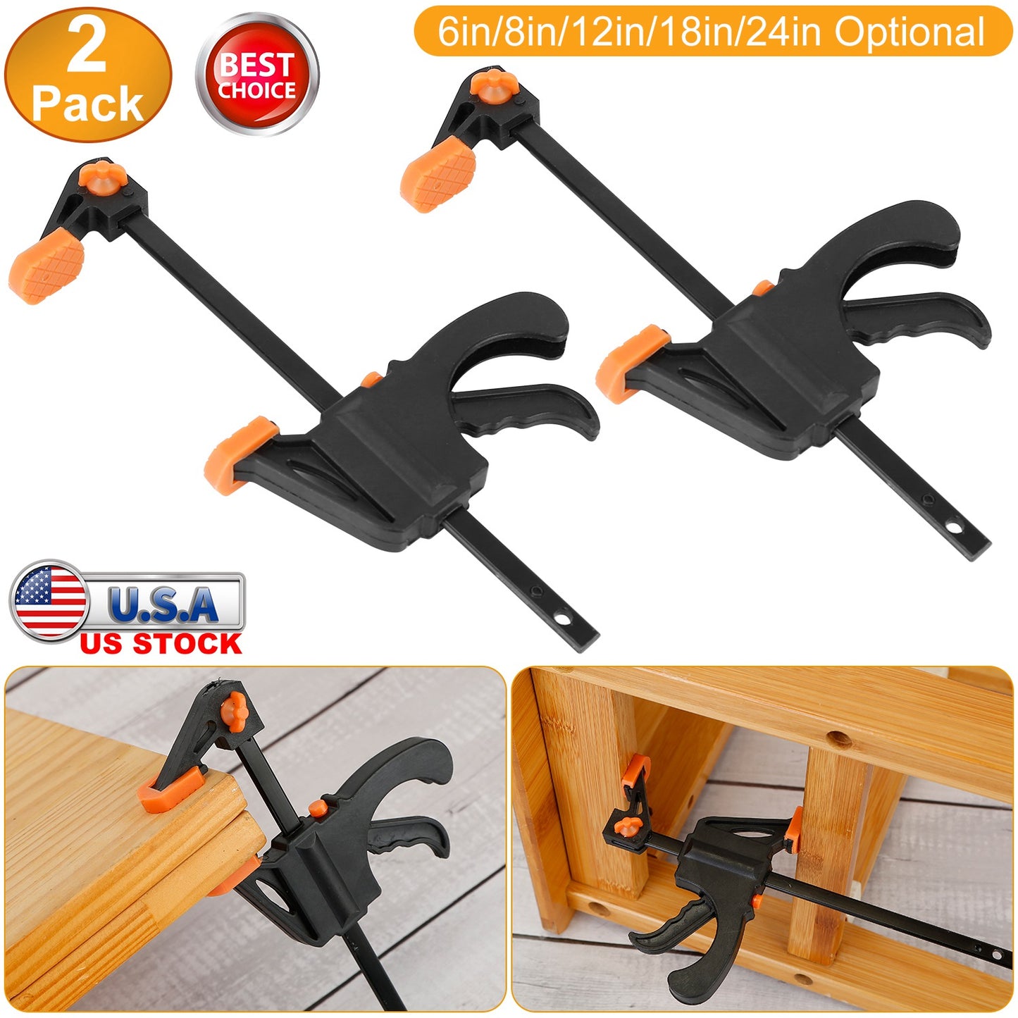 F Clamp Grip Set with Quick Release Ratchet (2-Pack)