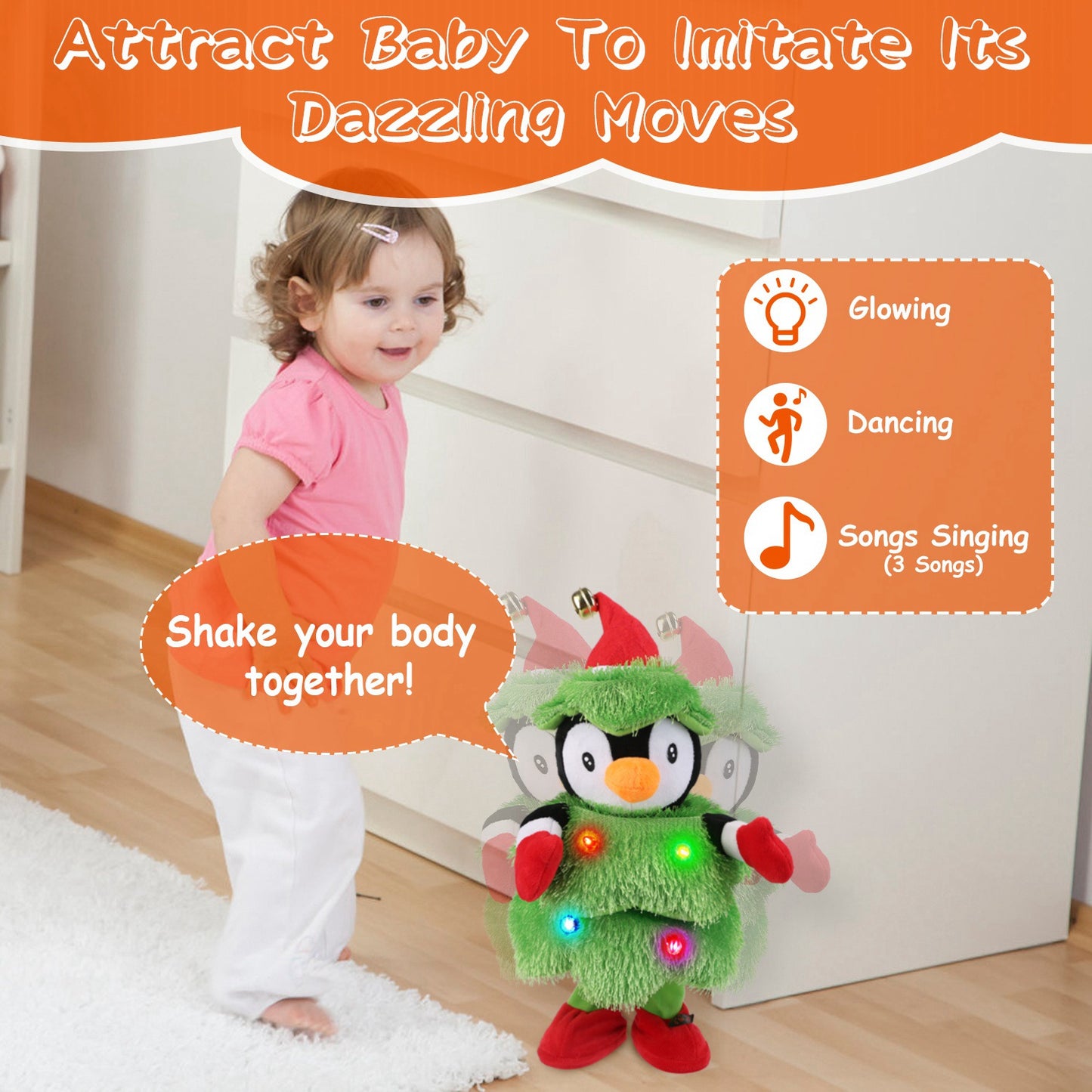 Dancing Singing Plush Toy with Mimicking & Light-Up Features