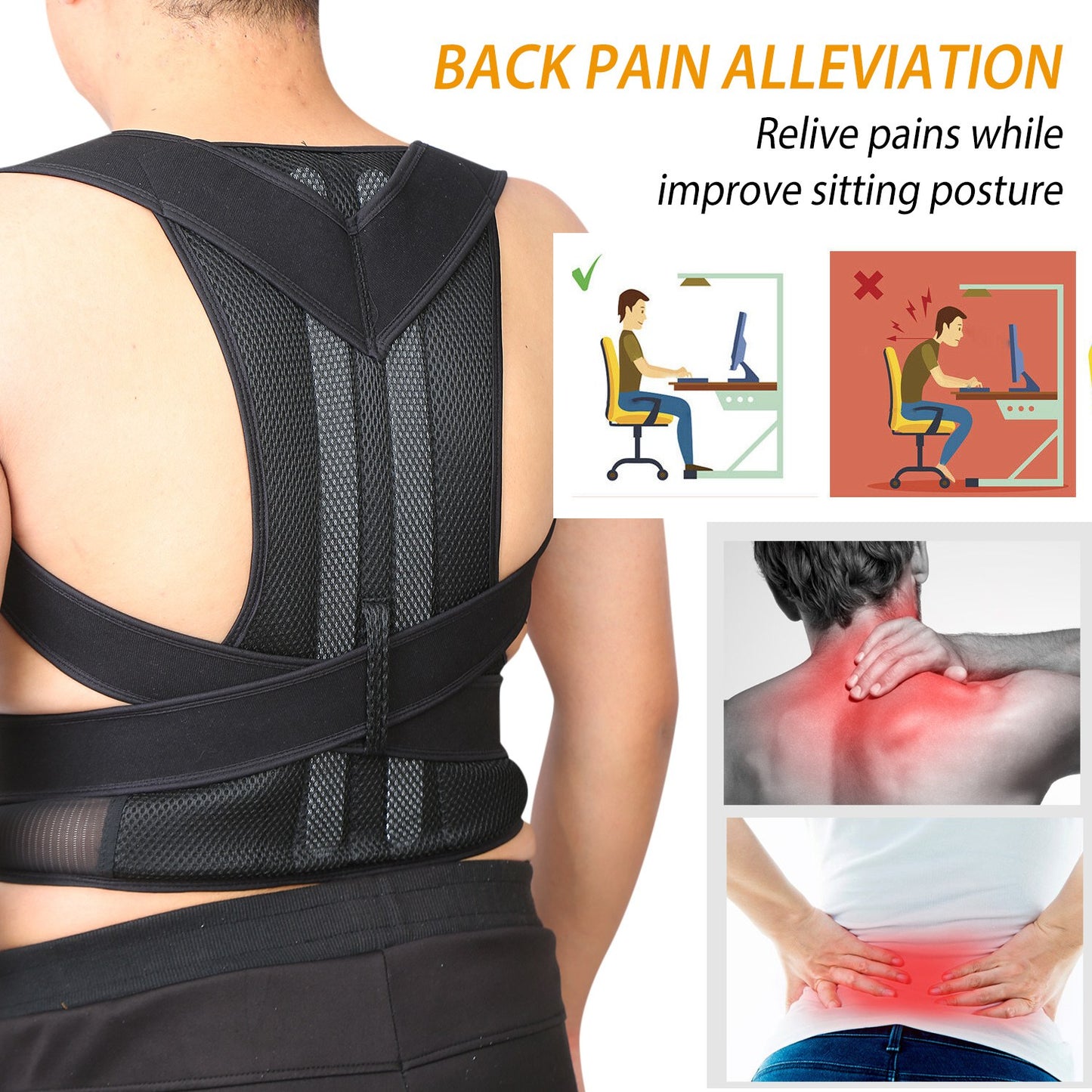 Back Posture Corrector with Lumbar Support Brace