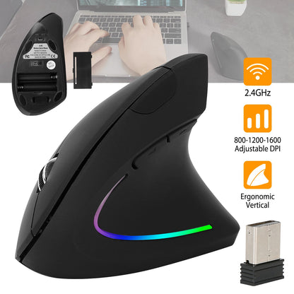 Wireless Vertical Mouse with Ergonomic Design & 6 Buttons