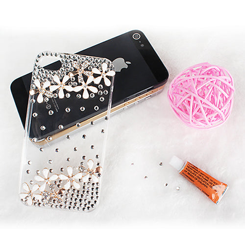 Rhinestone Flower Case for iPhone 4/4S - Clear Protective Cover