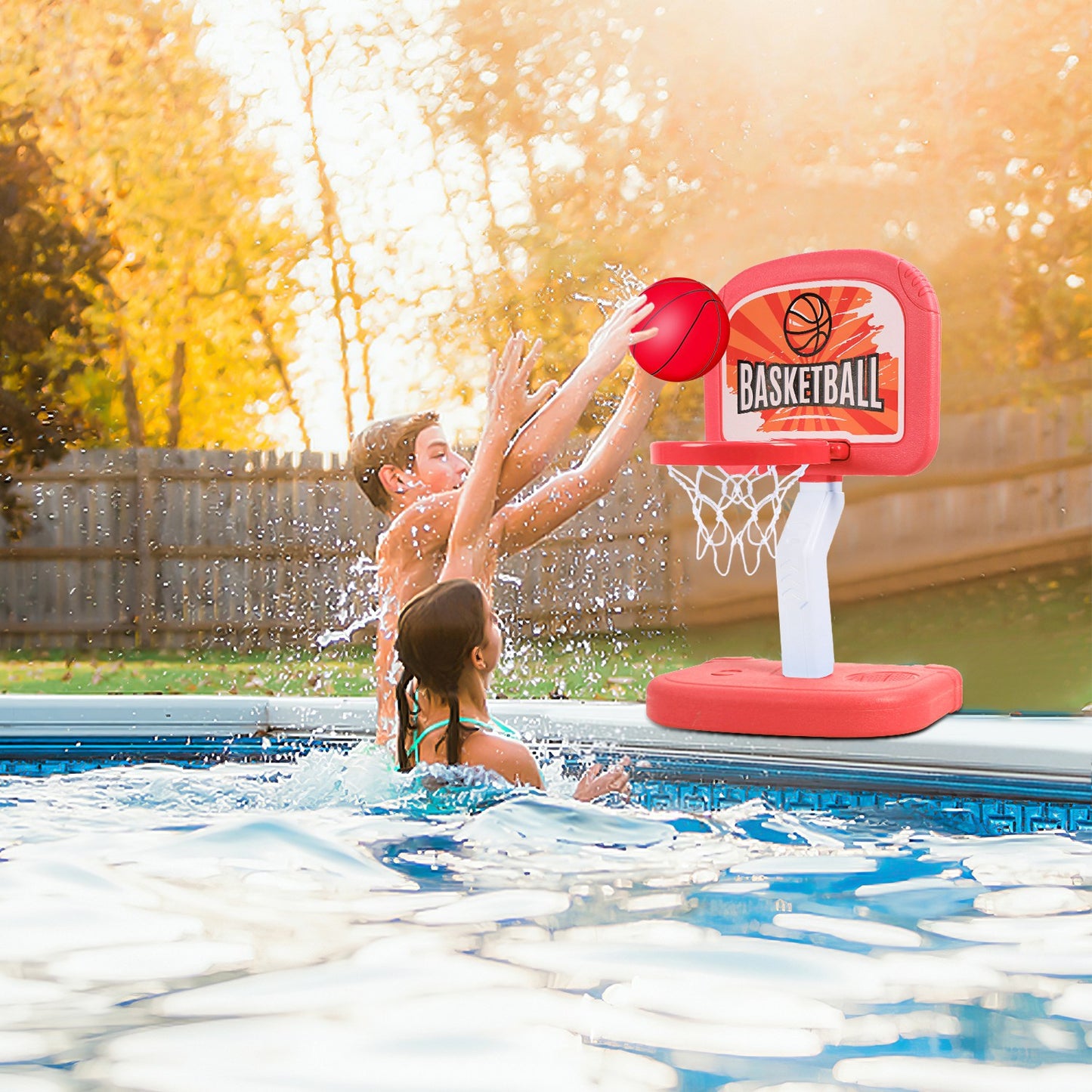 Poolside Basketball Hoop Set with Adjustable Height