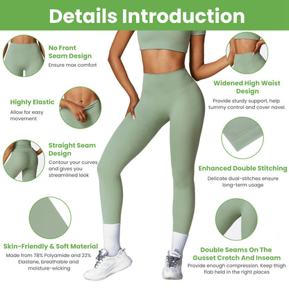 High Waist Workout Leggings with Tummy Control - 25" Inseam