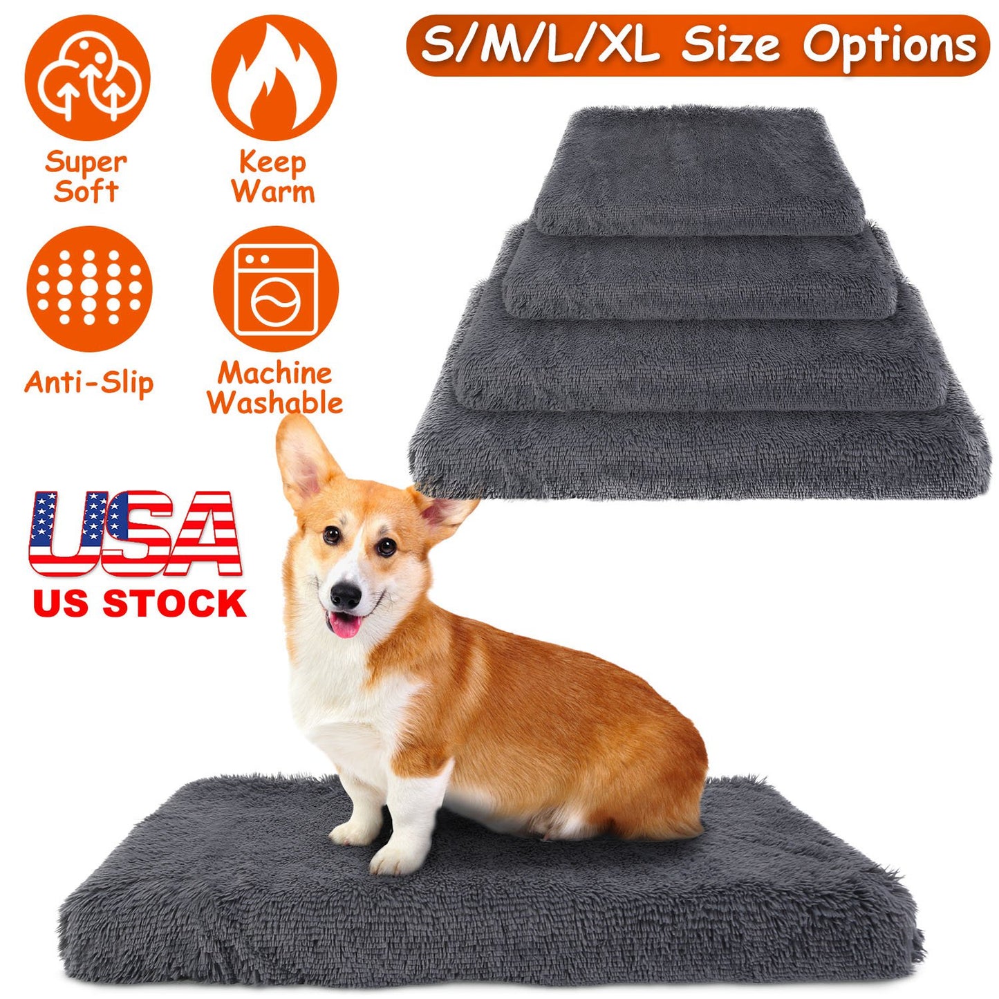 Dog Bed Plush Cushion with Egg Crate Foam - Washable Cover