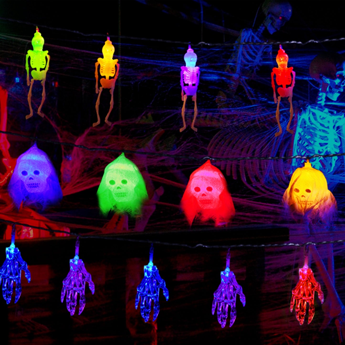 Halloween String Lights Set - 50 LED 24ft 3-Pack Decorations
