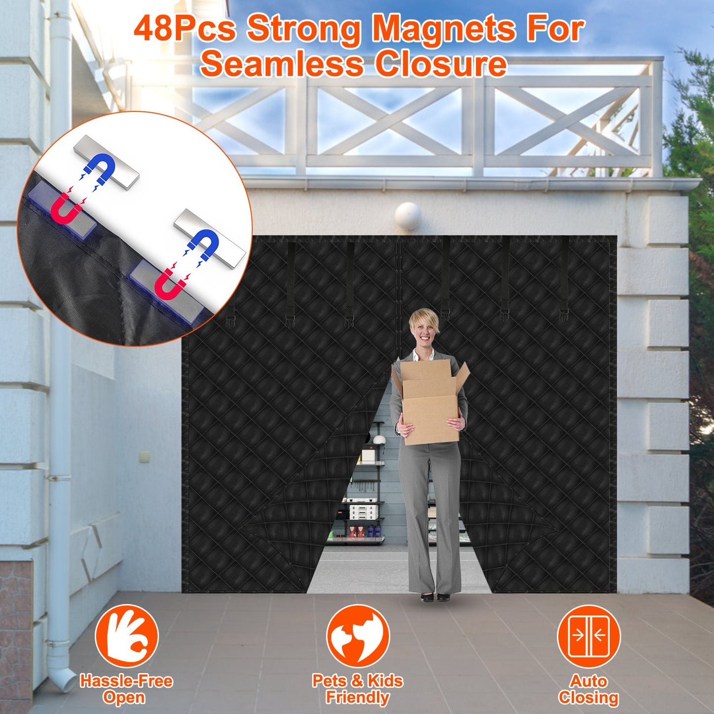 Magnetic Thermal Insulated Garage Door Curtain 16x7 FT
