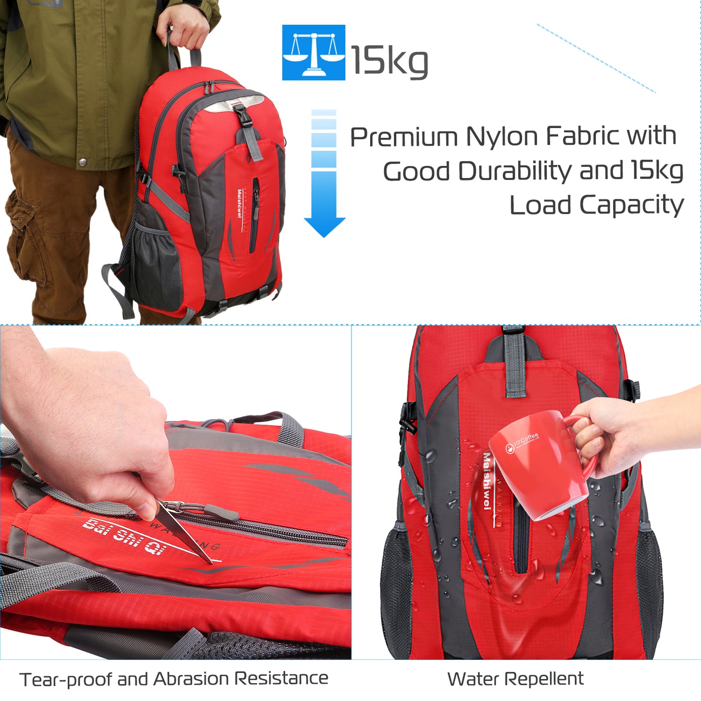 36L Waterproof Hiking Backpack with Ergonomic Design