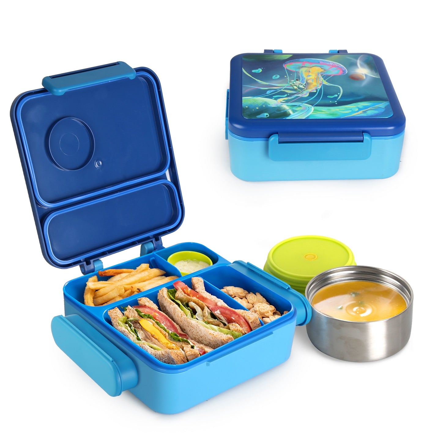 Kids Insulated Lunch Box with 2 Compartments & Utensils