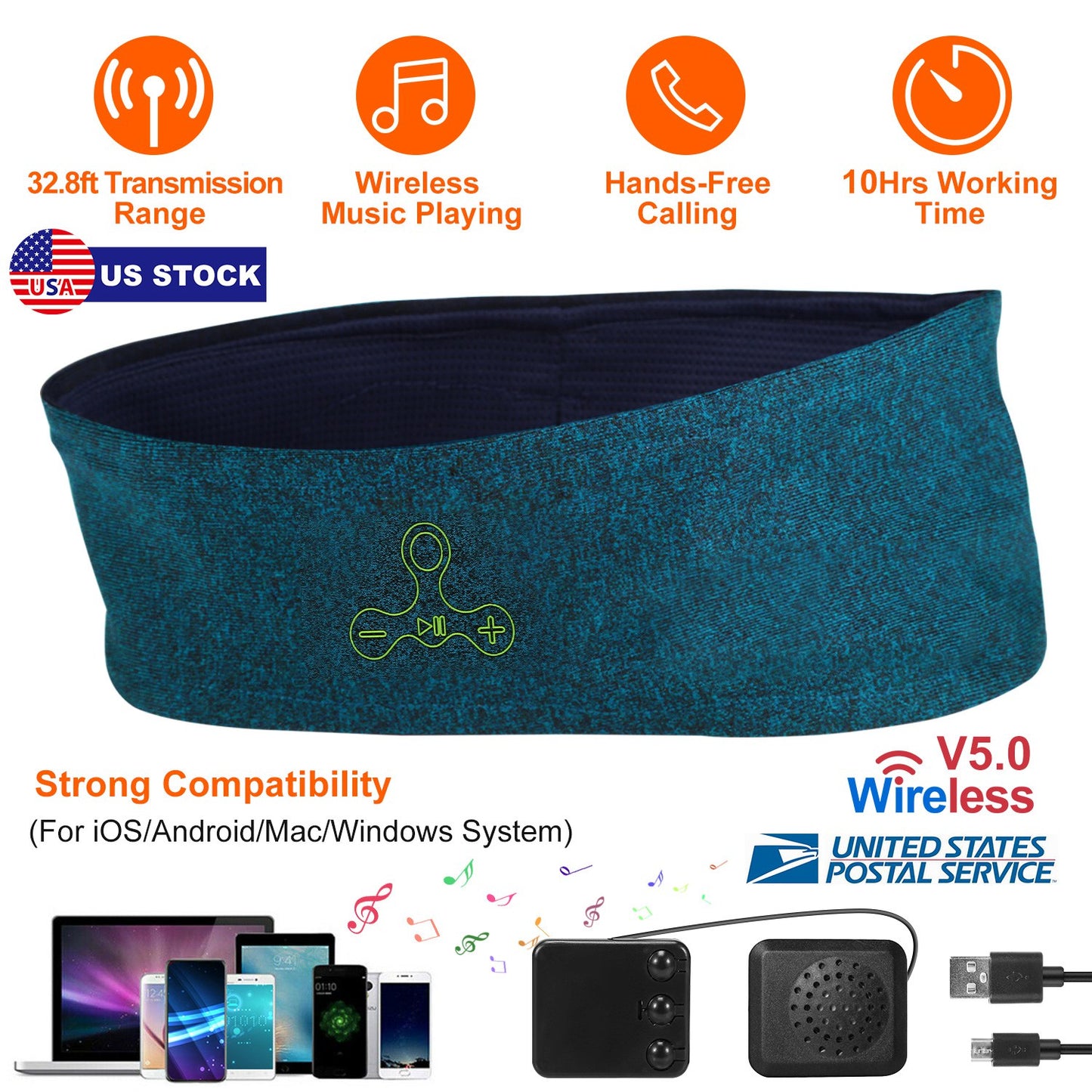 Wireless Sleep Headphones Headband with Bluetooth Speakers