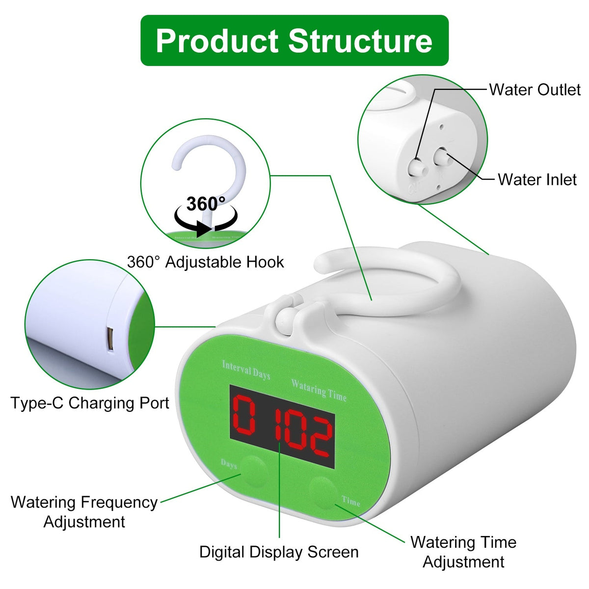 Automatic Watering System Kit With Timer Pump Device For 12Plants Rechargeable Battery Programmable Plant Watering Timer Drip Irrigation System For In