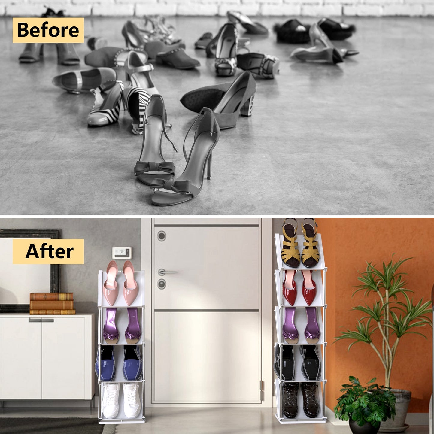 5-Tier Vertical Shoe Rack - Space-Saving Stackable Organizer