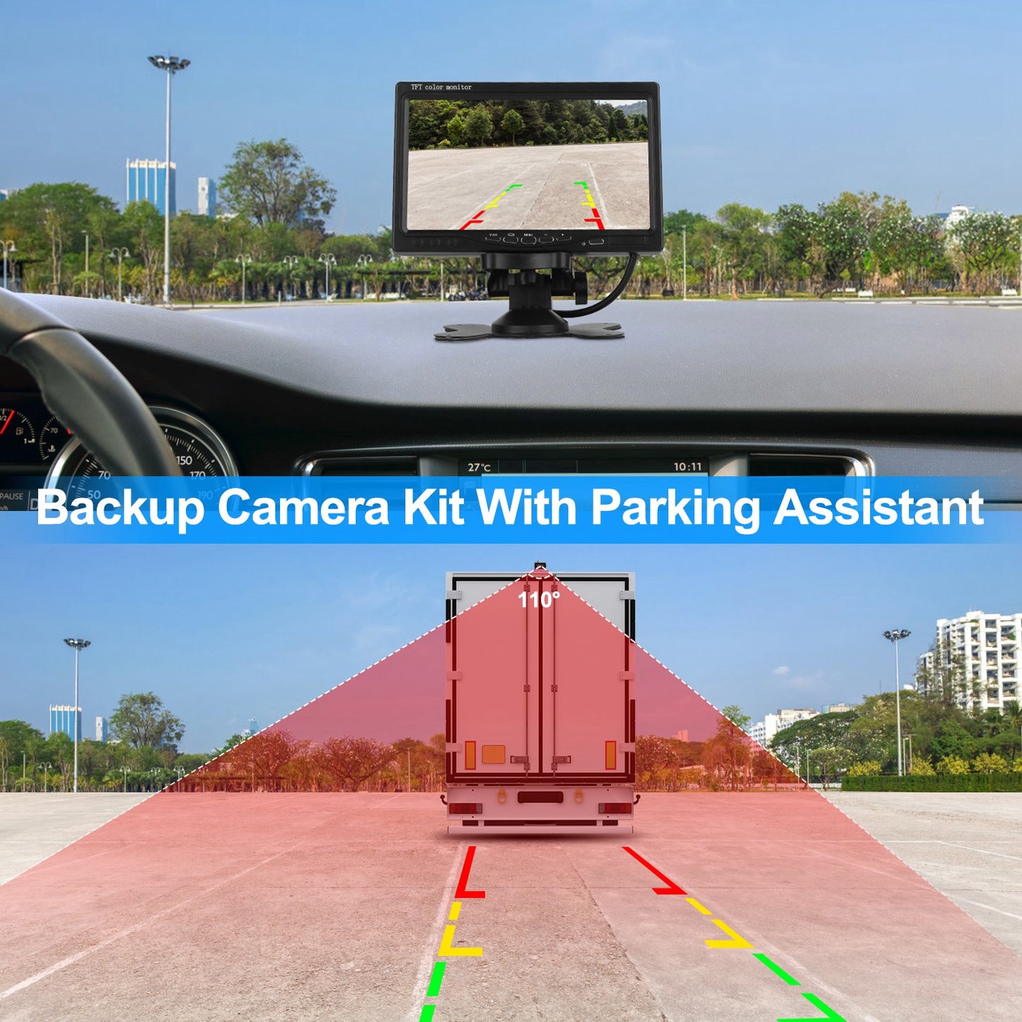7 Inch Backup Camera System with Night Vision & IP67 Waterproof