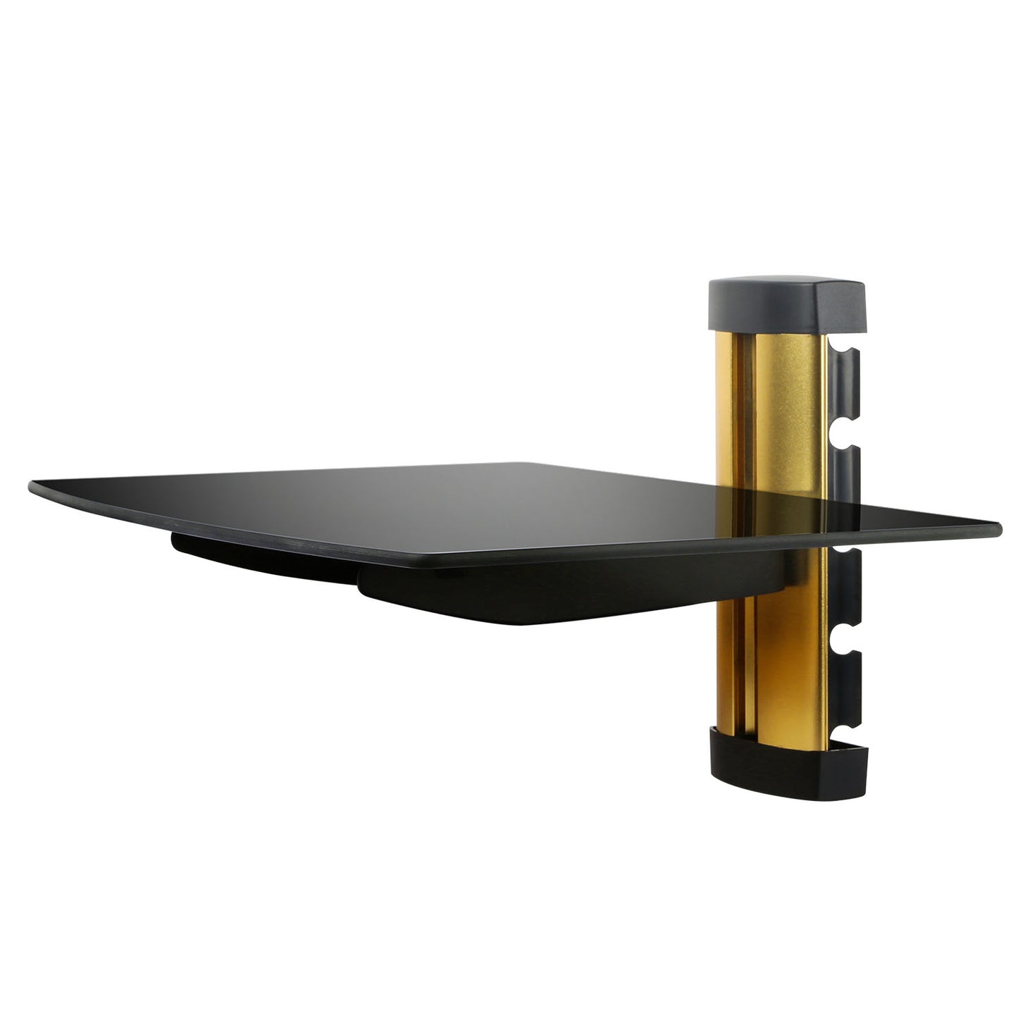 Tempered Glass Wall Shelf with Cable Management - 22lb Capacity