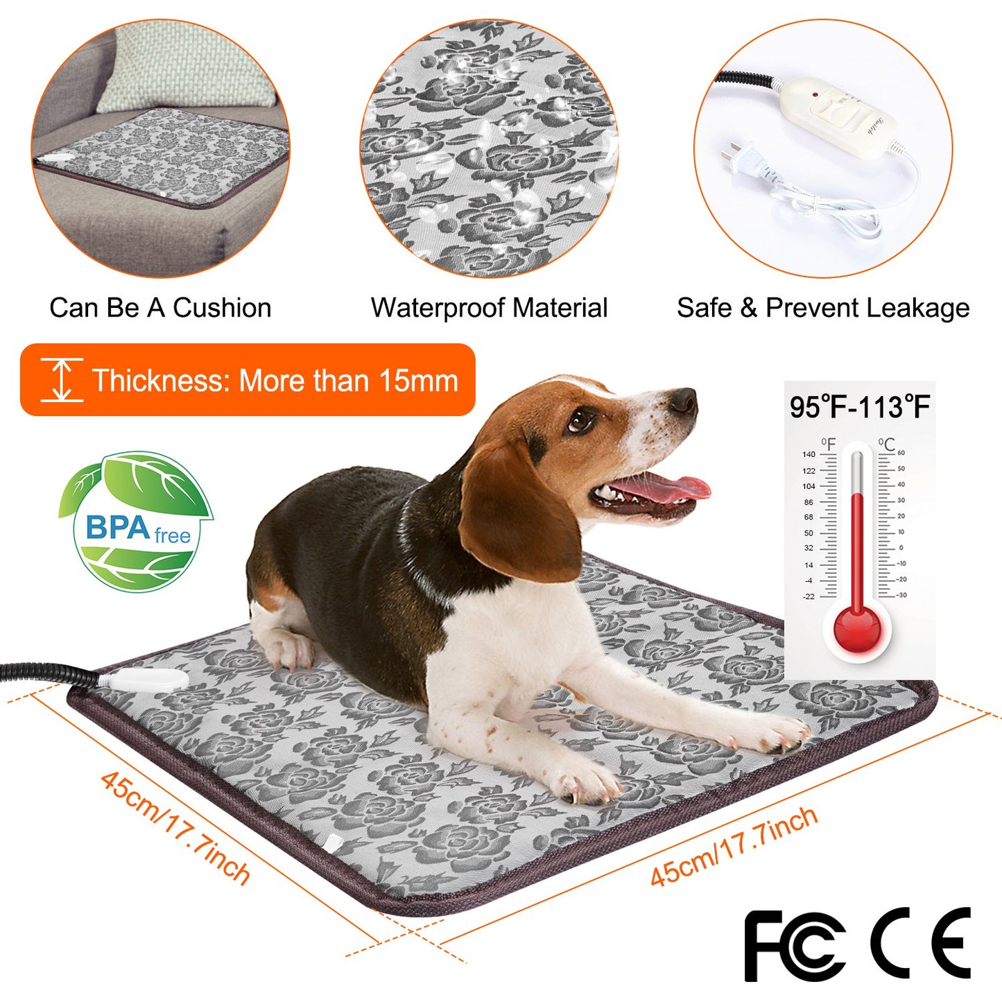 Pet Heating Pad with Adjustable Temperature & Chew Resistant Cord