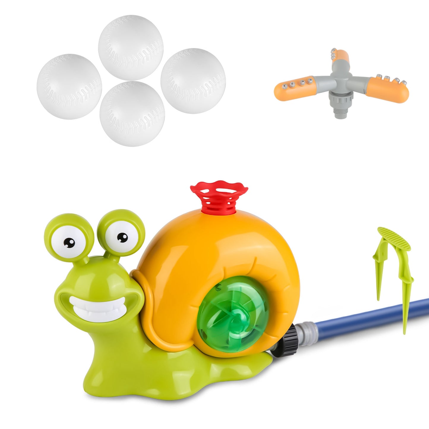 Snail Water Sprinkler Baseball Toy with 360° Rotating Spray