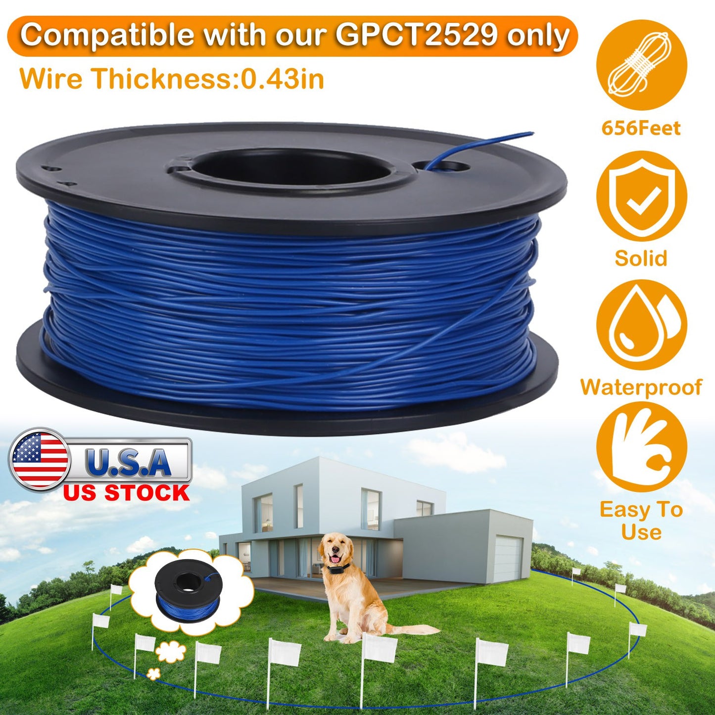 Dog Fence Boundary Wire 656ft Copper for Underground Systems