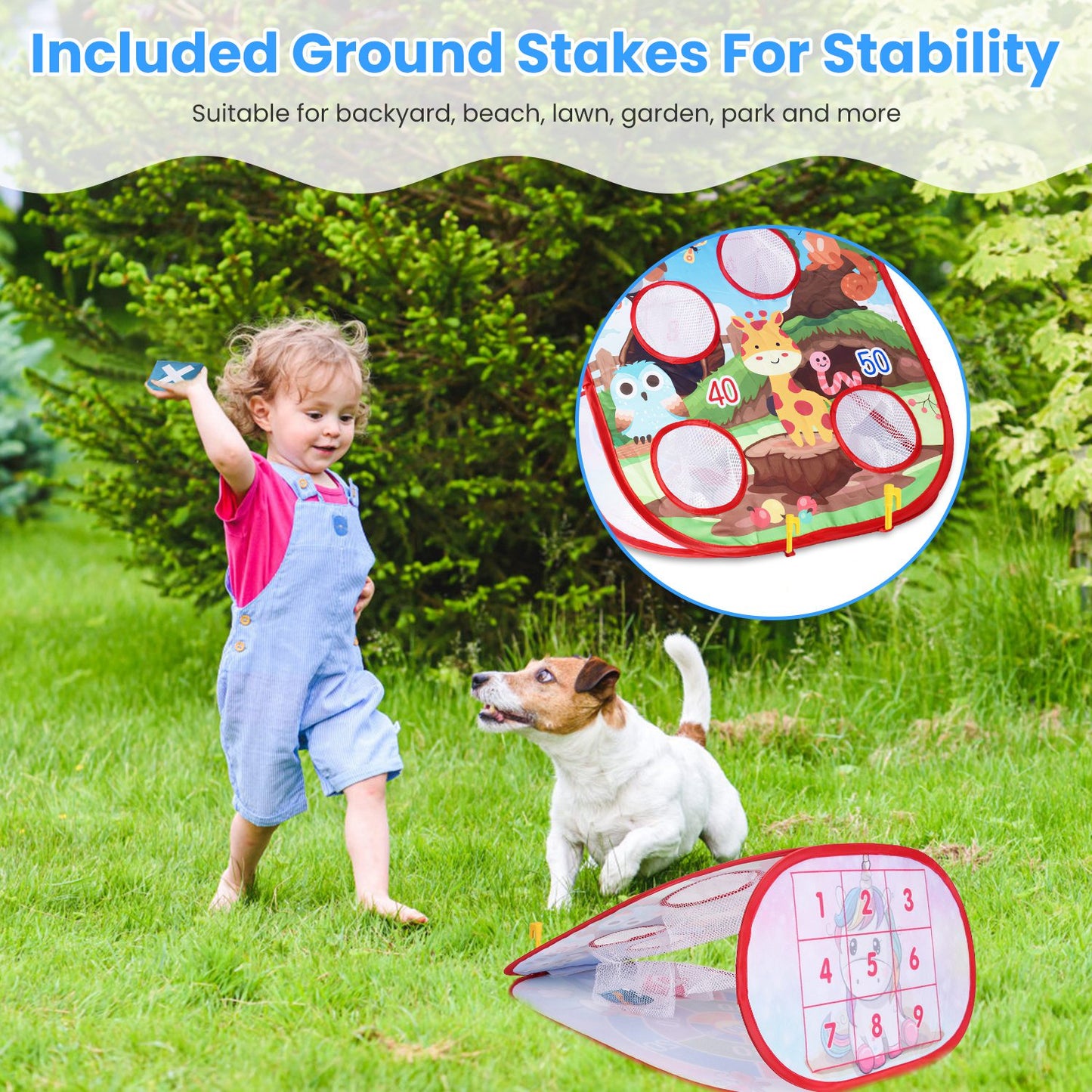 5-in-1 Bean Bag Toss Game Set with Dart Board & Storage Bag