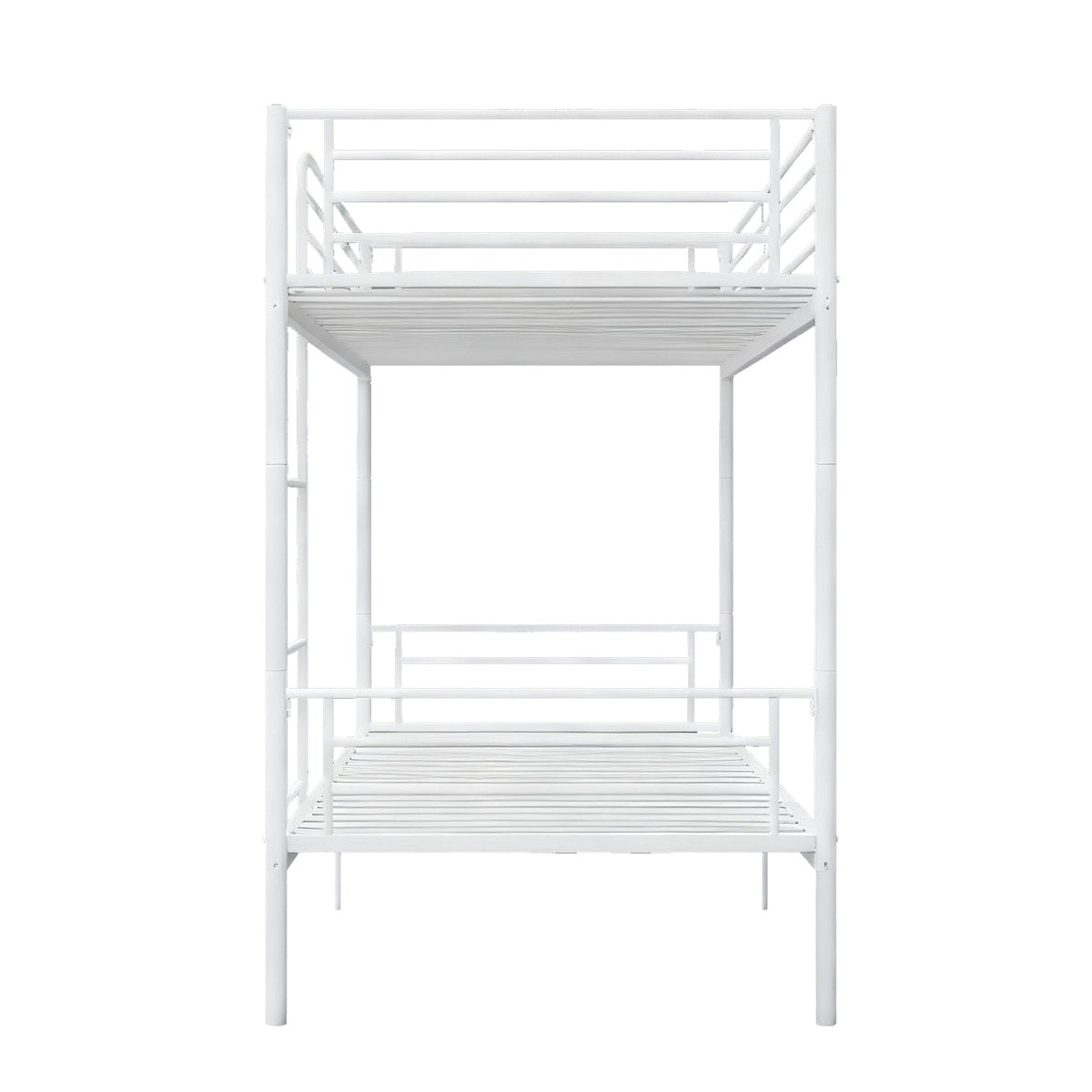 Twin Over Twin Metal Bunk Bed with Ladder and Guardrails