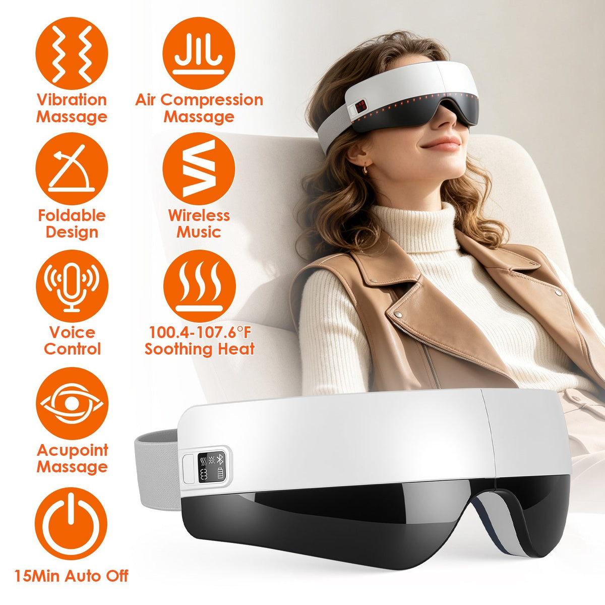 Eye Massager with Heat, Air Compression & Voice Control