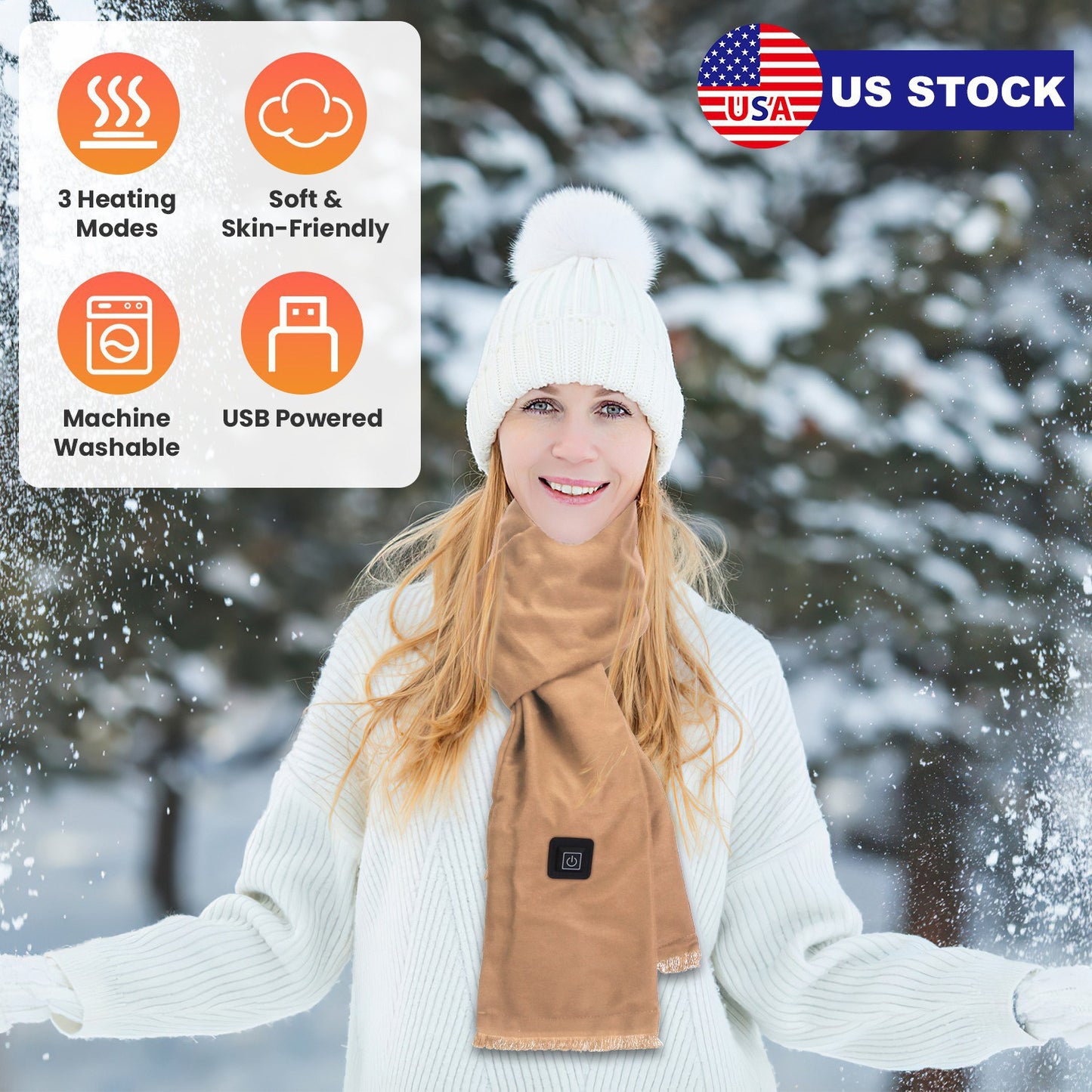 USB Heated Winter Scarf with 3 Temperature Settings