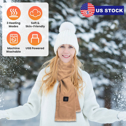USB Heated Winter Scarf with 3 Temperature Settings