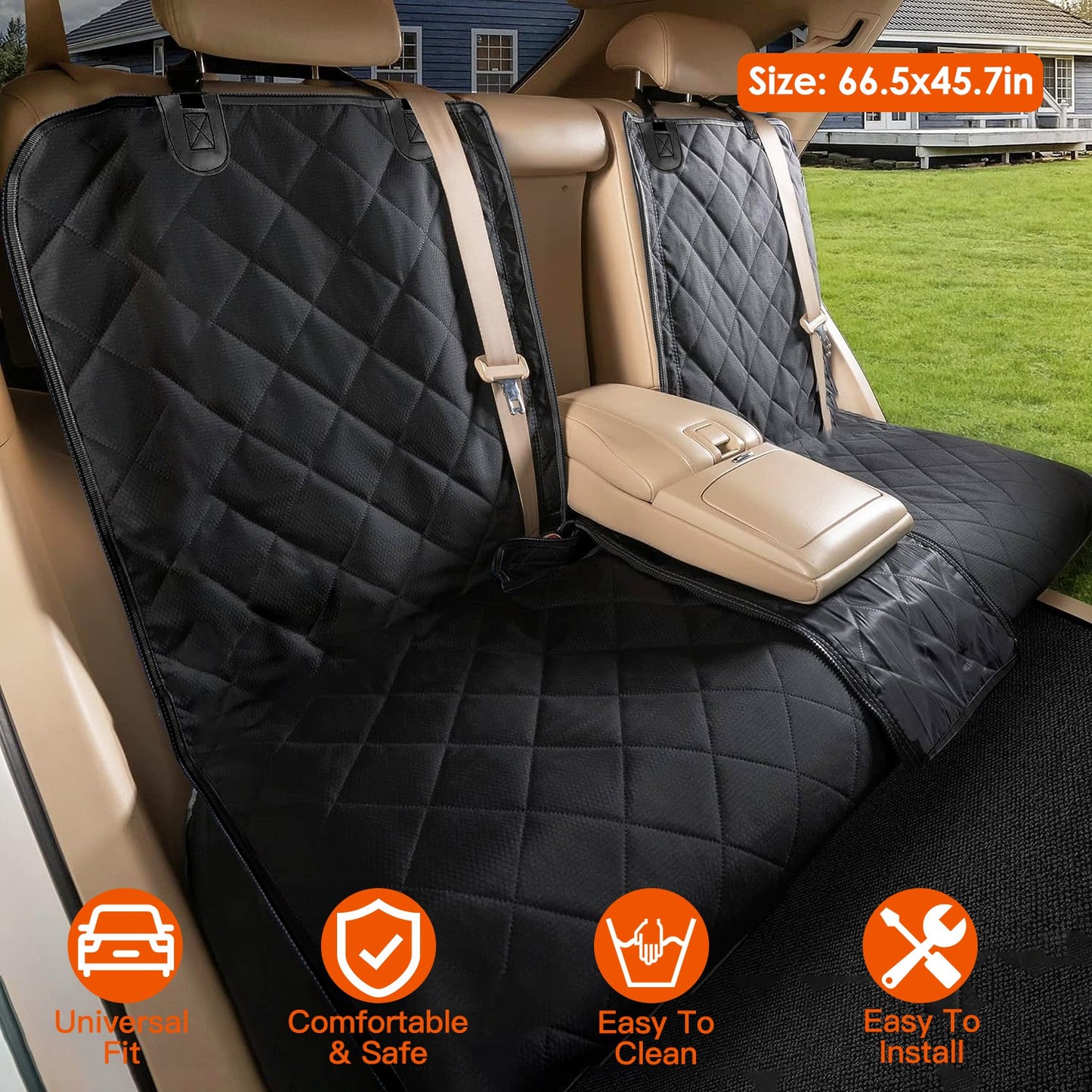 Waterproof Dog Car Seat Cover with Safety Belt