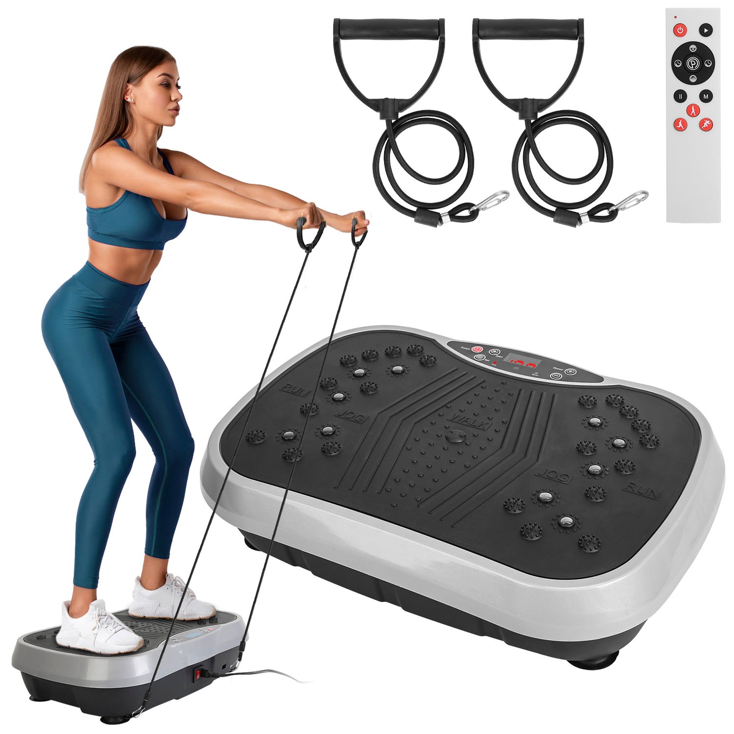 Vibration Platform Exercise Machine with Resistance Bands