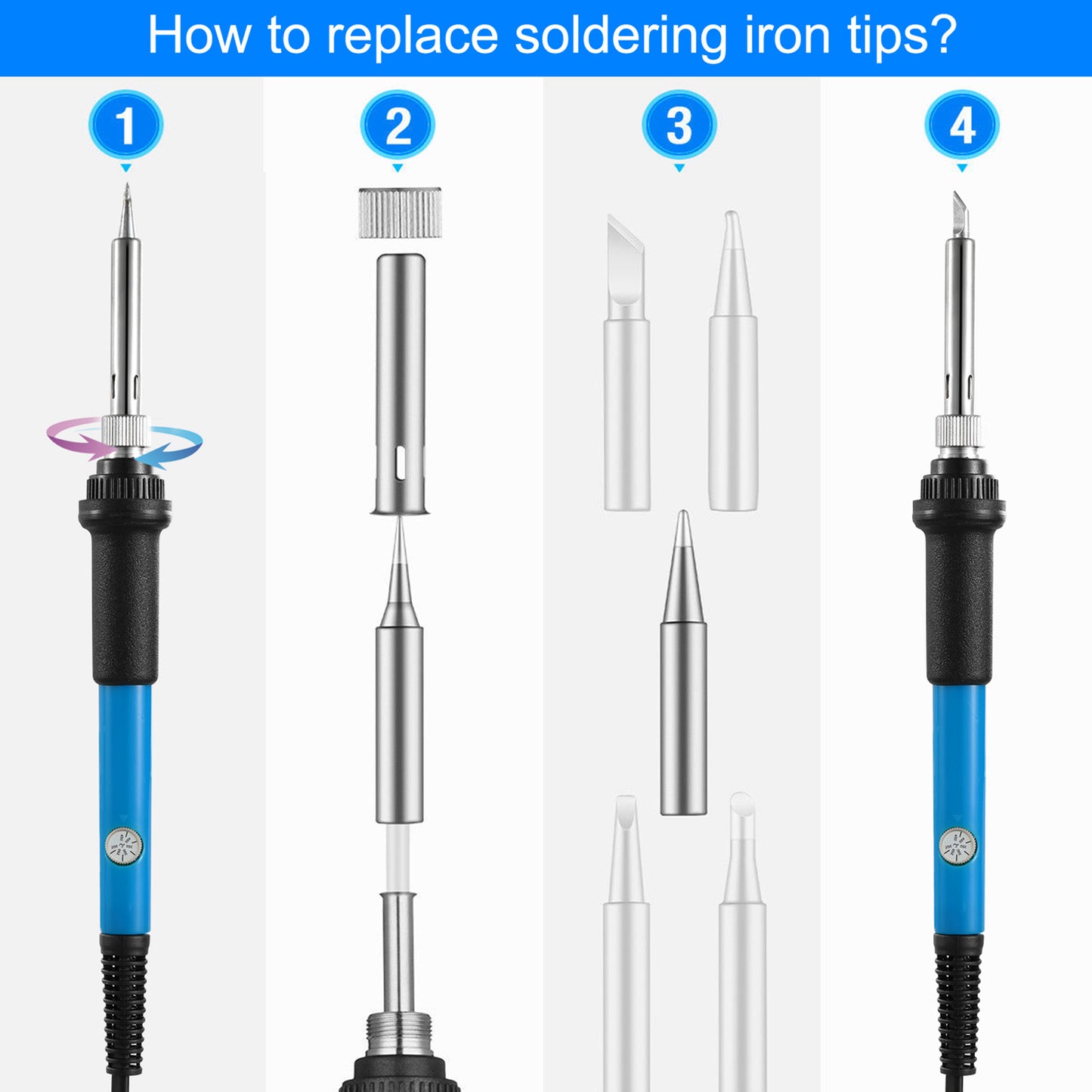 Adjustable Temperature Soldering Iron 60W with 5 Tips