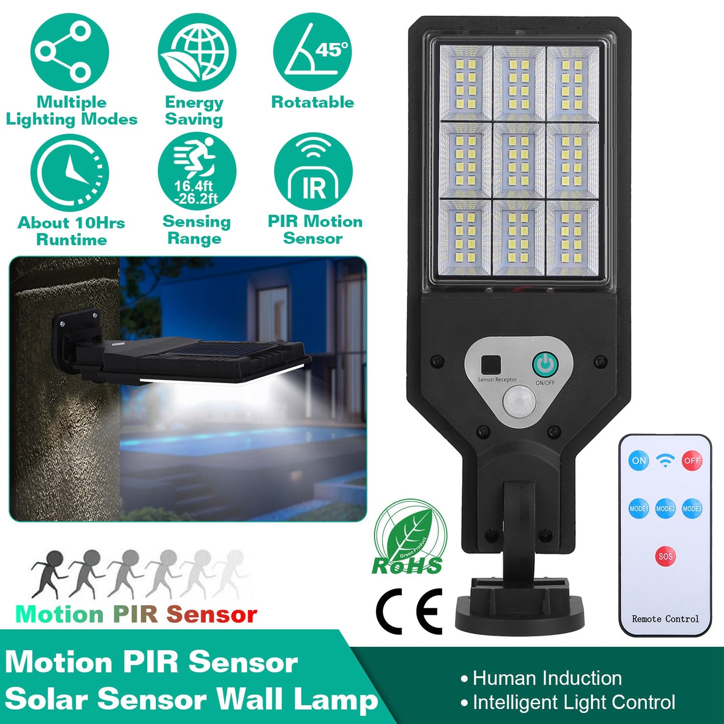 Solar Wall Light with Motion Sensor and Remote Control