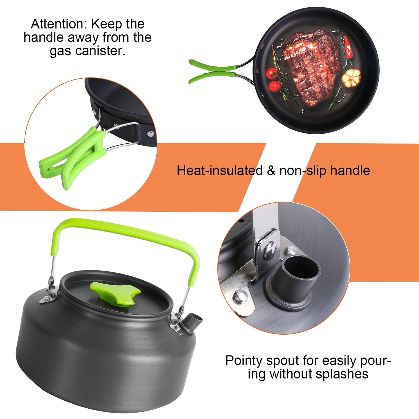 16-Piece Camping Cookware Set with Pot, Pan & Kettle